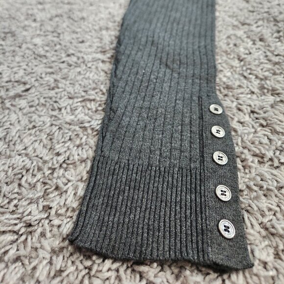 Calvin Klein Grey Ribbed Turtleneck Sweater with Button Sleeves - Picture 6 of 7